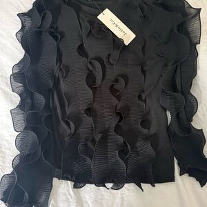 Chic Black Ruffled Blouse by